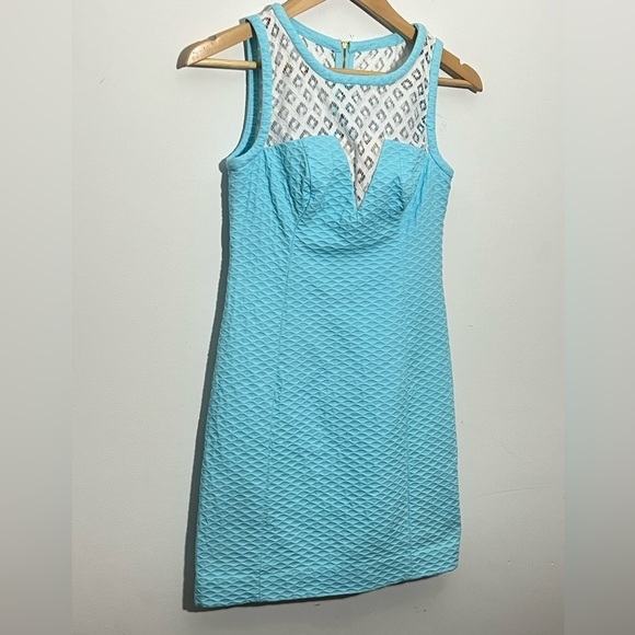 Lily PULITZER Shift Dress Women’s size XS Blue with Lace Trim Wedding Guest - Picture 2 of 12